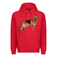 Red German Shepherd Dog Illustrations Premium Hoodie - LillyAllenDesigns