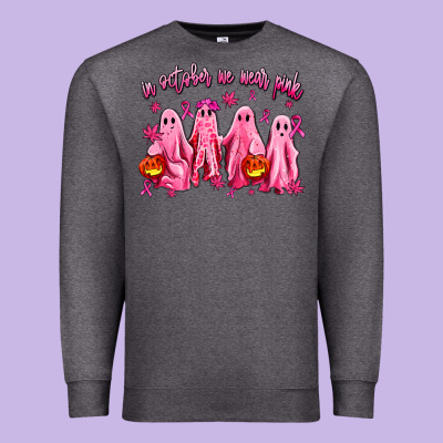 In October We Wear Pink Ghosts Premium Sweatshirt Designed By Adodesignshop