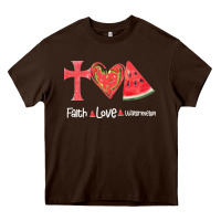 Chocolate Brown Faith Love Watermelon Heavy Core Tee - Bettercallsaul