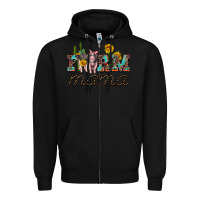 Black farm mama with baby pigs Zipper Hoodie - Artiststas