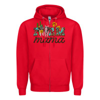 Red farm mama with baby pigs Zipper Hoodie - Artiststas