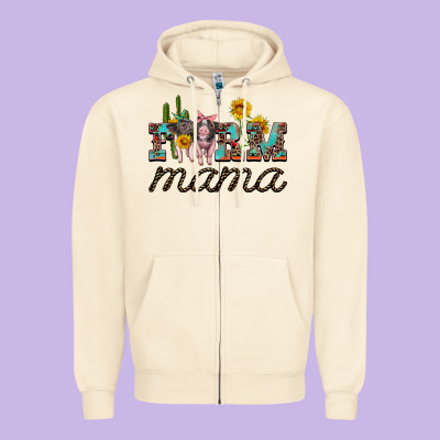 Farm Mama With Baby Pigs Zipper Hoodie Designed By Artiststas