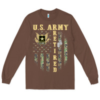 Chestnut US ARMY Retired  Distressed American Flag Patriotic Long Sleeve Tee - longCreatives