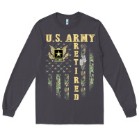 Smoke US ARMY Retired  Distressed American Flag Patriotic Long Sleeve Tee - longCreatives