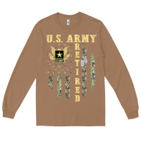 Toasted Coconut US ARMY Retired  Distressed American Flag Patriotic Long Sleeve Tee - longCreatives