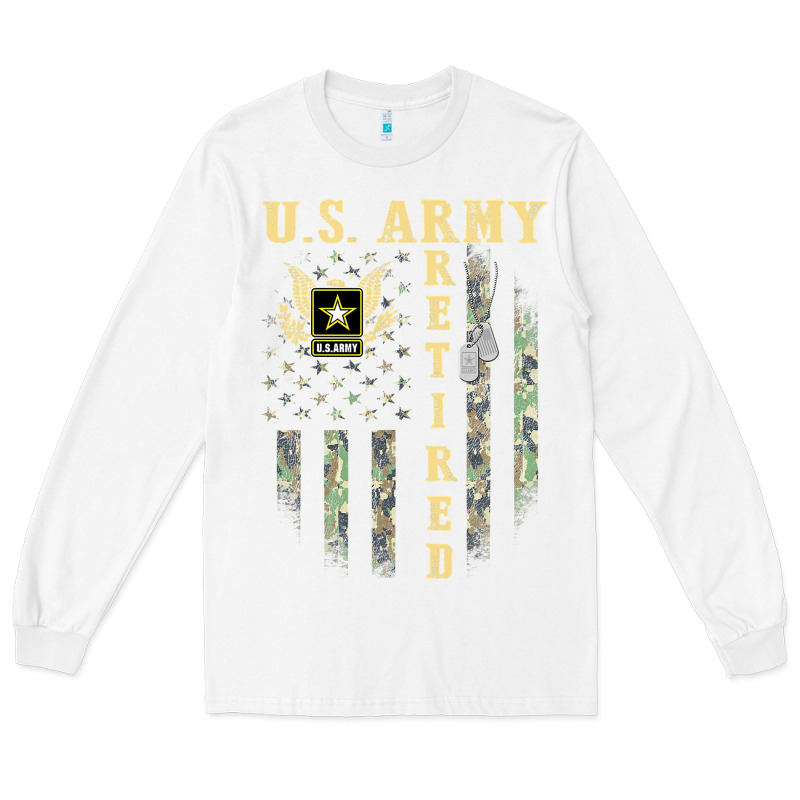 Us Army Retired  Distressed American Flag Patriotic Long Sleeve Tee by longCreatives | Teevron