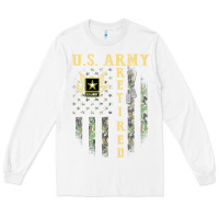 White US ARMY Retired  Distressed American Flag Patriotic Long Sleeve Tee - longCreatives