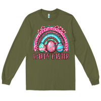 Army Green Happy Easter eggs rainbow Long Sleeve Tee - OliviaCreatesArt