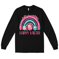 Black Happy Easter eggs rainbow Long Sleeve Tee - OliviaCreatesArt