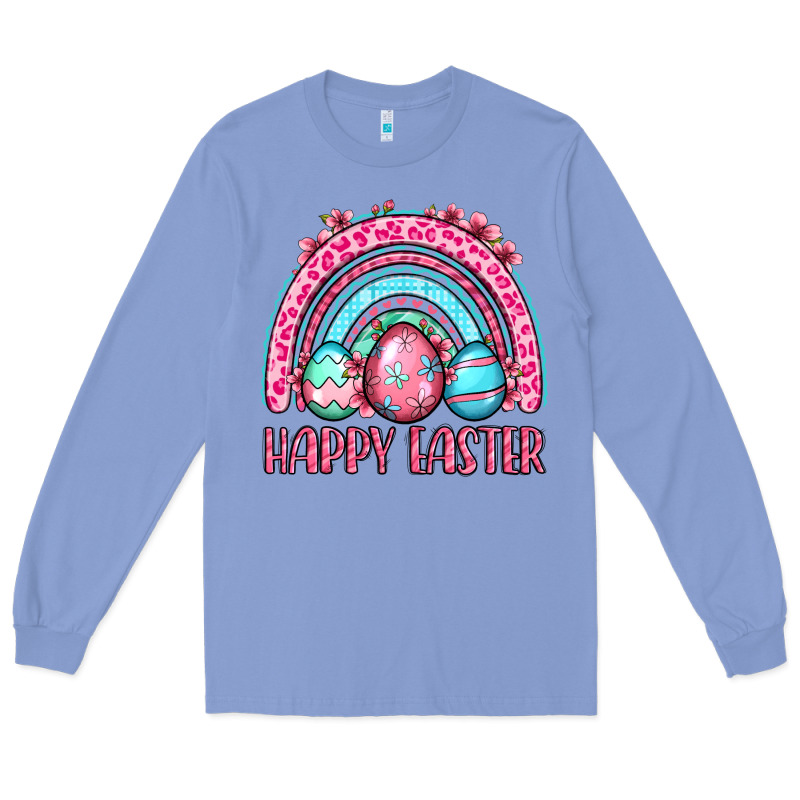 Happy Easter Eggs Rainbow Long Sleeve Tee by OliviaCreatesArt | Teevron