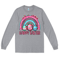 Heather Grey Happy Easter eggs rainbow Long Sleeve Tee - OliviaCreatesArt