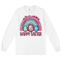 White Happy Easter eggs rainbow Long Sleeve Tee - OliviaCreatesArt