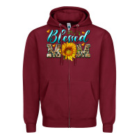 Burgundy blessed mom with sunflower Zipper Hoodie - Artiststas