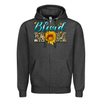 Charcoal Heather blessed mom with sunflower Zipper Hoodie - Artiststas