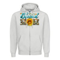 Dove Grey blessed mom with sunflower Zipper Hoodie - Artiststas