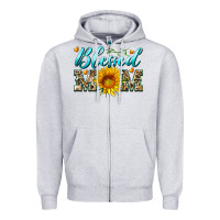 Heather Grey blessed mom with sunflower Zipper Hoodie - Artiststas