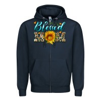 Navy blessed mom with sunflower Zipper Hoodie - Artiststas