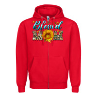 Red blessed mom with sunflower Zipper Hoodie - Artiststas