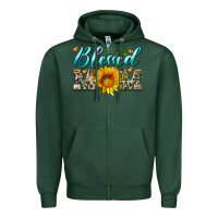 Sports Green blessed mom with sunflower Zipper Hoodie - Artiststas