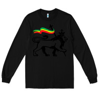 Black Rasta Lion of Judah Rastafarian Reggae Lion and Christian Long Sleeve Tee - longCreatives