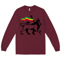 Burgundy Rasta Lion of Judah Rastafarian Reggae Lion and Christian Long Sleeve Tee - longCreatives