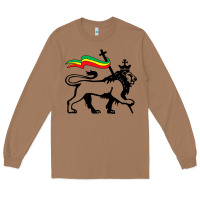 Toasted Coconut Rasta Lion of Judah Rastafarian Reggae Lion and Christian Long Sleeve Tee - longCreatives
