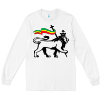 White Rasta Lion of Judah Rastafarian Reggae Lion and Christian Long Sleeve Tee - longCreatives