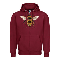 Burgundy bee Zipper Hoodie - Artiststas