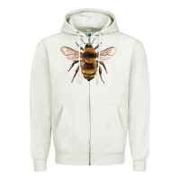 Oatmeal Heather bee Zipper Hoodie - Artiststas