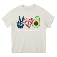 Cream PEACE LOVE AVOCADOS Heavy Core Tee - Bettercallsaul