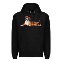 Black Boxer Dog Illustrations Premium Hoodie - LillyAllenDesigns