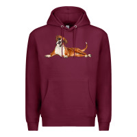 Burgundy Boxer Dog Illustrations Premium Hoodie - LillyAllenDesigns