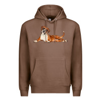 Chestnut Boxer Dog Illustrations Premium Hoodie - LillyAllenDesigns