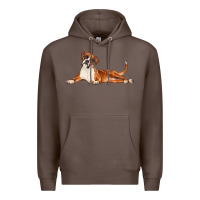 Coffee Boxer Dog Illustrations Premium Hoodie - LillyAllenDesigns