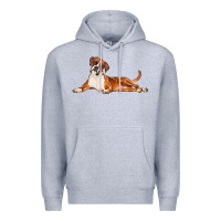Heather Grey Boxer Dog Illustrations Premium Hoodie - LillyAllenDesigns