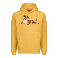 Mustard Boxer Dog Illustrations Premium Hoodie - LillyAllenDesigns