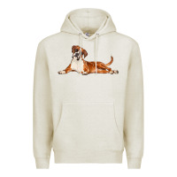 Oatmeal Heather Boxer Dog Illustrations Premium Hoodie - LillyAllenDesigns