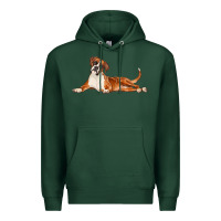 Sports Green Boxer Dog Illustrations Premium Hoodie - LillyAllenDesigns