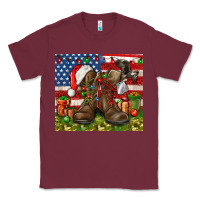 Burgundy Army Veteran Boots Christmas Tumbler 4th of july Classic Tee - HowdyJamesFarm