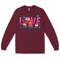 Burgundy Love Is All You Need Valentines Day Frappe Coffee Long Sleeve Tee - FaDigitalArtStudio