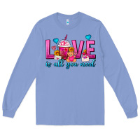 Colony Blue Love Is All You Need Valentines Day Frappe Coffee Long Sleeve Tee - FaDigitalArtStudio