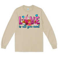 Mushroom Love Is All You Need Valentines Day Frappe Coffee Long Sleeve Tee - FaDigitalArtStudio