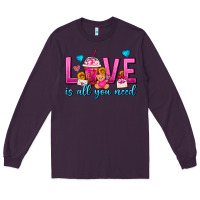Plum Love Is All You Need Valentines Day Frappe Coffee Long Sleeve Tee - FaDigitalArtStudio