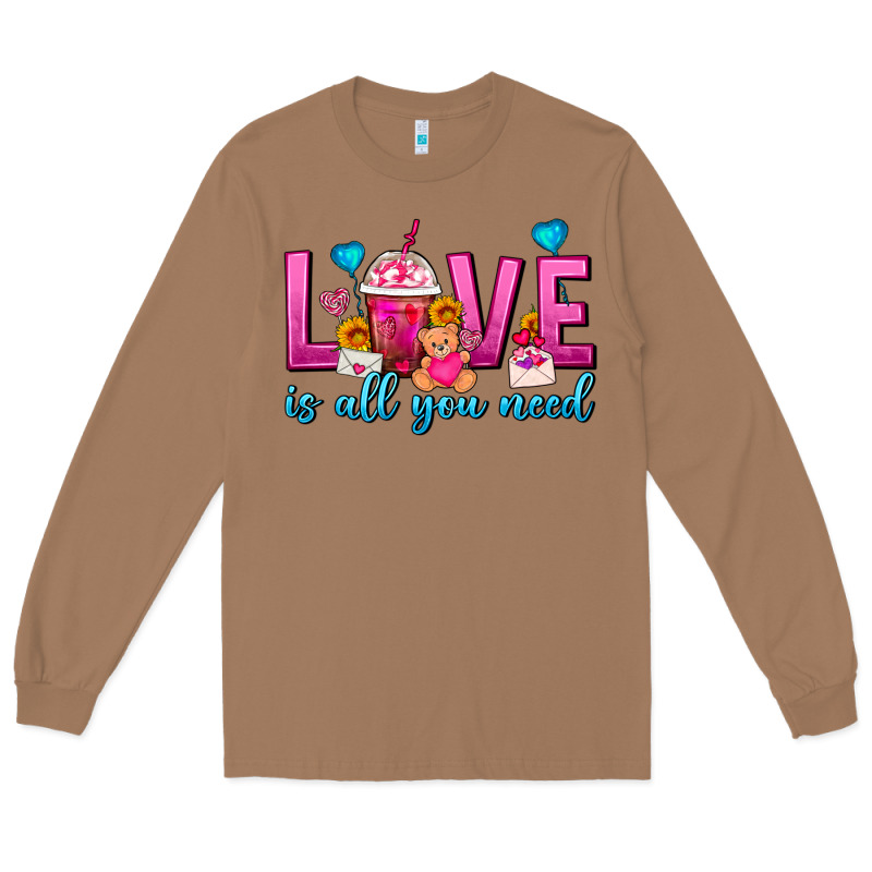 Love Is All You Need Valentines Day Frappe Coffee Long Sleeve Tee by FaDigitalArtStudio | Teevron