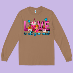 Love Is All You Need Valentines Day Frappe Coffee Long Sleeve Tee Designed By Fadigitalartstudio