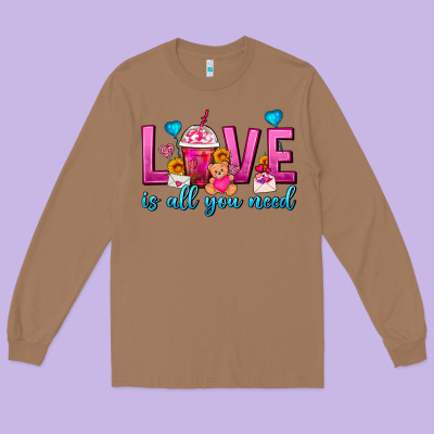Love Is All You Need Valentines Day Frappe Coffee Long Sleeve Tee Designed By Fadigitalartstudio