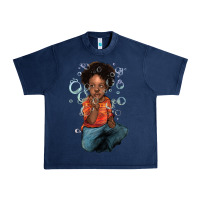 Navy Afro black boy Urban Heavy Tee - HowdyJamesFarm