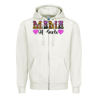Oatmeal Heather western mama of girls Zipper Hoodie - Artiststas