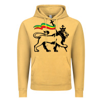 Vintage Mustard Rasta Lion of Judah Rastafarian Reggae Lion and Christian Vintage Hoodie - longCreatives