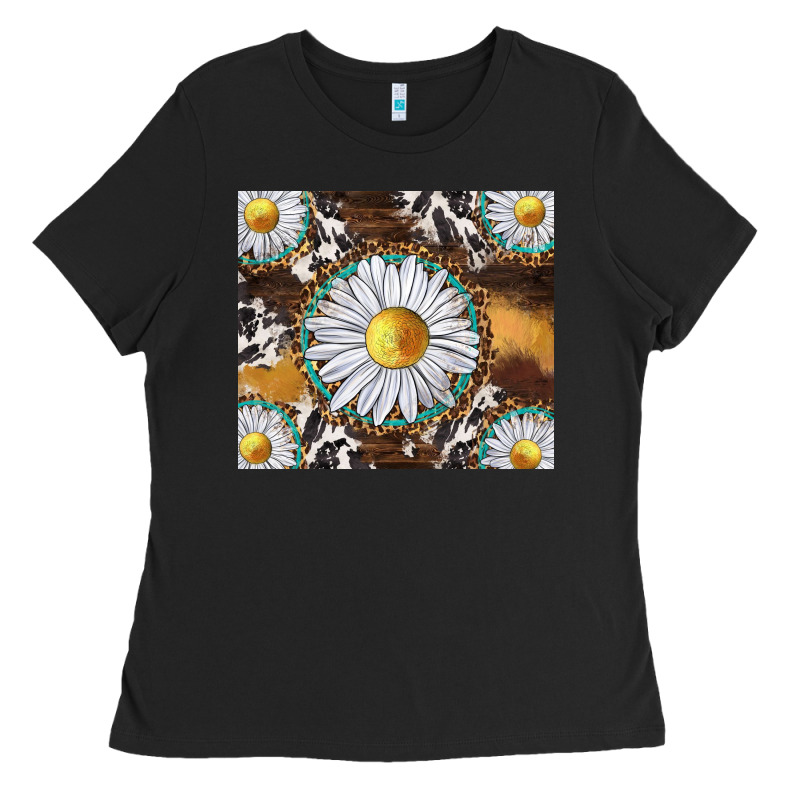 Western Daisy And Cowhide Tumbler Tbs Ladies Tee by TumblerDesignByShophia | Teevron
